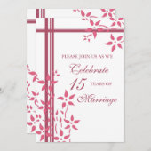 ピンクの花柄 15周年パーティー招待状 招待状 (正面/裏面)