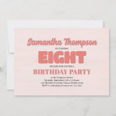 ピンクの花柄 8歳の誕生日 女の子のパーティー テンプレート (正面)