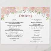 ピンクの花柄 DIY 折り畳み式 カトリック ウェディング プログラム (裏面)