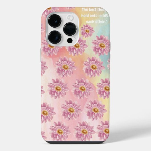 ピンクの花柄  iPhoneケース (裏面)