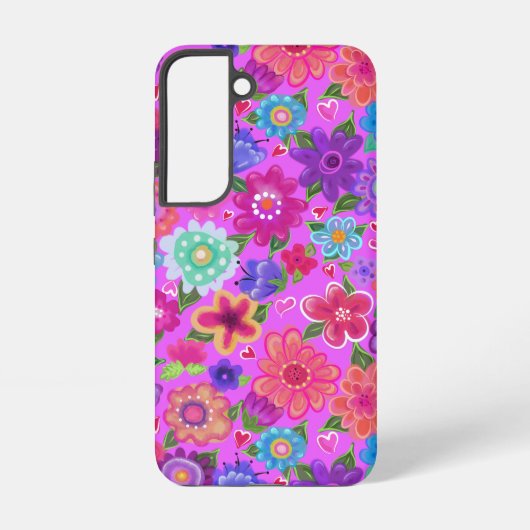ピンクの花柄 SAMSUNG GALAXYケース (裏面)