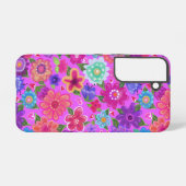 ピンクの花柄 SAMSUNG GALAXYケース (裏面横)