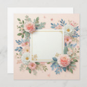 ピンクの花柄 Save The Date 招待状 (正面/裏面)