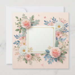 ピンクの花柄 Save The Date 招待状