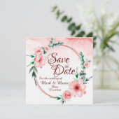 ピンクの花柄 Save the date 招待状 (スタンド正面)