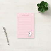 ピンクの花柄ToDoリストとキュートな白猫 ポストイット (オフィス)