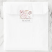 ピンクの花模様ありがとうありがとう結婚Date's スクエアシール (バッグ)