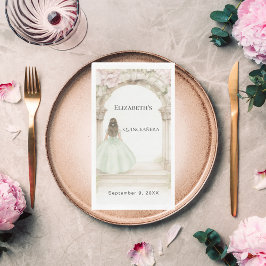 ピンクの花模様がアーチを描く緑のドレス　誕生日のランチ会