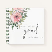 ピンクの花模様が卒業式のゲストブックを希望 ノートブック (正面)
