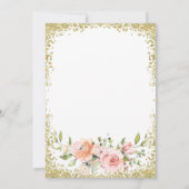 ピンクの花模様とゴールドのグリッターが美しい看護学校卒業式の招待状 招待状 (裏面)