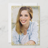 ピンクの花模様とゴールドのグリッターが美しい看護学校卒業式の招待状 招待状 (裏面)