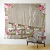 ピンクの花模様のはしご付きのクラシカルな結婚前お祝いタペストリー タペストリー (インサイチュ(横))