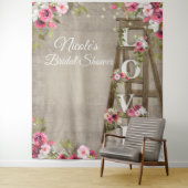 ピンクの花模様のはしご付きのクラシカルな結婚前お祝いタペストリー タペストリー (インサイチュ)