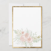 ピンクの花模様のゴールドの縁取りがおしゃれなホワイトのベビーシャワー 招待状 (裏面)