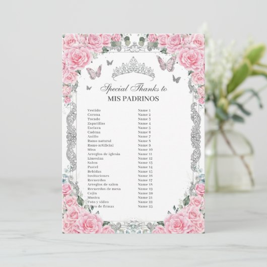 ピンクの花模様のシルバーのキンセアニエラ ミス・パドリノス カード (スタンド正面)