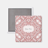 ピンクの花模様のマグネット マグネット (正面/裏面)