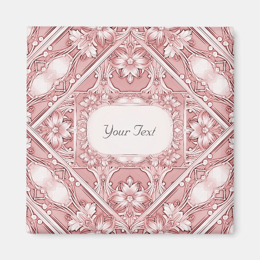 ピンクの花模様のマグネット マグネット (正面)