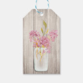 ピンクの花模様のメイソンジャー　ラスティックギフトタグ ギフトタグ (正面)