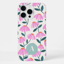 ピンクの花模様のモノグラム文字 デイジー柄  iPhone 16 PRO MAXケース