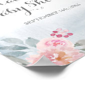  ピンクの花模様の冬の雪の結晶が歓迎します ポスター (角)