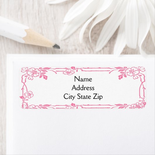 ピンクの花模様の縁 ラベル (インサイチュ)