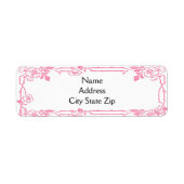ピンクの花模様の縁 ラベル (正面)