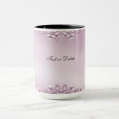 ピンクの花模様の葉のマグカップ マグカップ (中央)