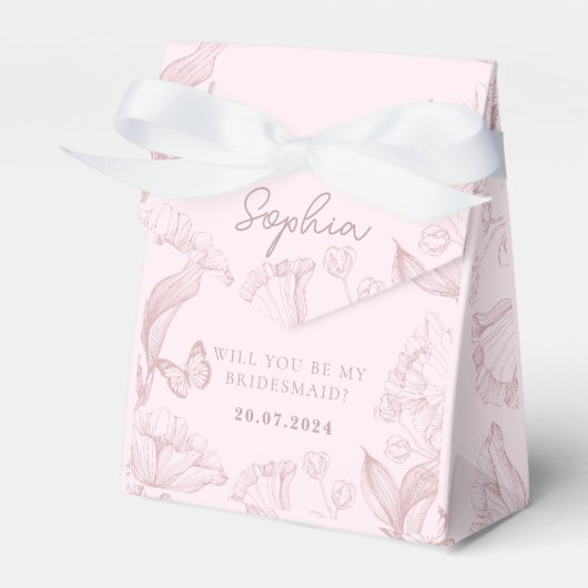 ピンクの花模様は私の花嫁の提案になる フェイバーボックス (正面サイド)