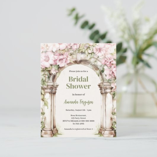 ピンクの花模様アーチbeigeブライダルシャワー招待 (スタンド正面)