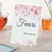 ピンクの花模様ガールベビーシャワーのお気に入り 台座サイン (インサイチュ)