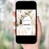 ピンクの花模様バラアーチスイート16へようこそ ポスター