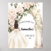 ピンクの花模様バラアーチスイート16へようこそ ポスター (正面)