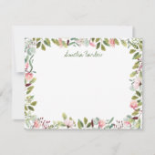 ピンクの花模様パーソナライズされたフラットノートカード ノートカード (正面)