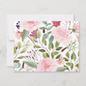 ピンクの花模様パーソナライズされたフラットノートカード ノートカード (裏面)