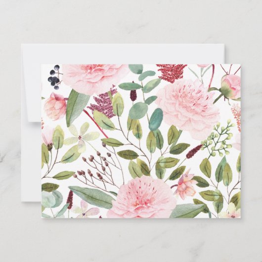 ピンクの花模様パーソナライズされたフラットノートカード ノートカード (裏面)