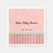 ピンクの花模様ベビーシャワー スタンダードカクテルナプキン (正面)