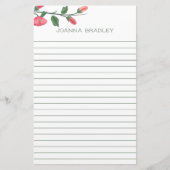 ピンクの花模様列 便箋 (正面)