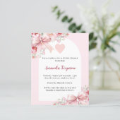 ピンクの花模様弓アーチブライダルシャワー招待 (スタンド正面)