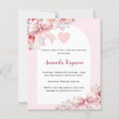 ピンクの花模様弓アーチブライダルシャワー招待 (正面)