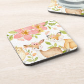 ピンクの花模様林を持つ森林動物 コースター (左側)