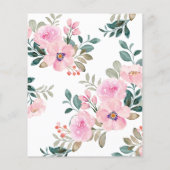 ピンクの花模様緑のブライダルシャワービンゴゲーム (裏面)