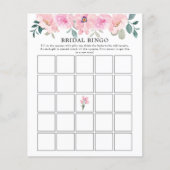 ピンクの花模様緑のブライダルシャワービンゴゲーム (正面)
