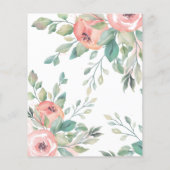 ピンクの花模様緑のブライダルシャワービンゴゲーム (裏面)