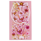 ピンクの花模様 – ハンガリー語の名前の日 スモールペーパーバッグ (裏面)