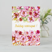 ピンクの花模様 – ハンガリー語の名前の日 箔シーズンカード (立ち正面)