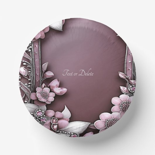 ピンクの花模様 ペーパーボウル (正面)