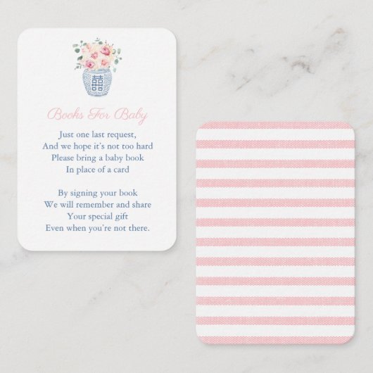 ピンクの花模様Chinoiserie本の赤ちゃんシャワーを持ってくる エンクロージャーカード (正面/裏面)