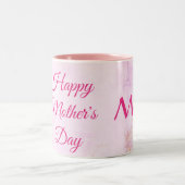 ピンクの花母の日2トーンのコーヒー ツートーンマグカップ (中央)