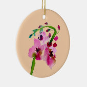 ピンクの花水彩ヴェルバスクムの優しい花 セラミックオーナメント (右)