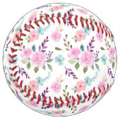 ピンクの花水色シームレス ソフトボール (正面左)
